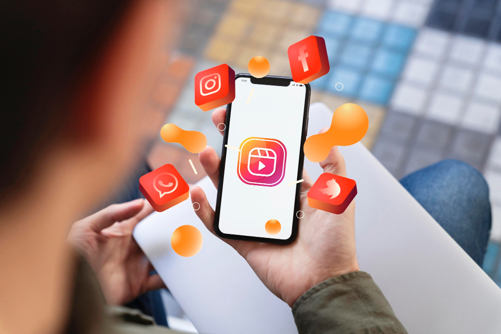 Phone with instagram icon