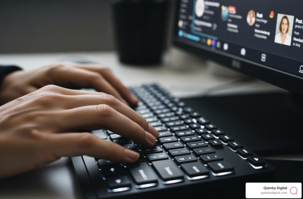 typing on a keyboard