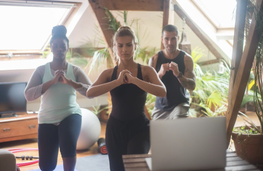 doing yoga in a living room
