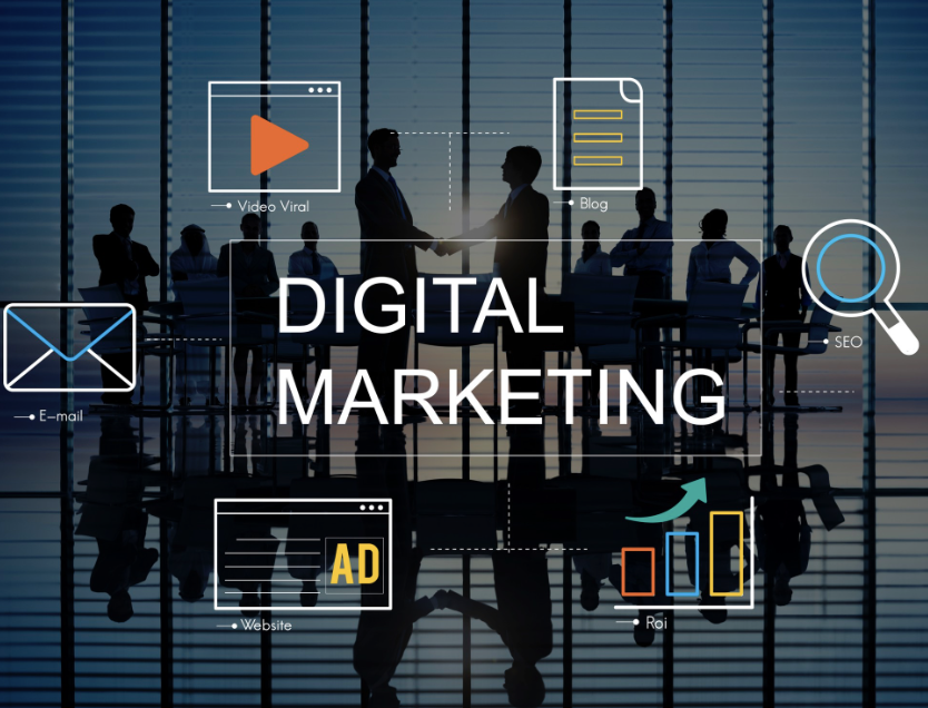 screen with digital marketing