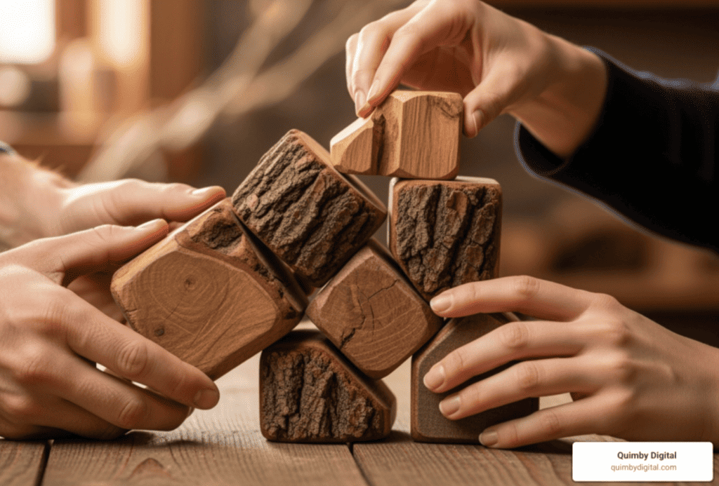 wood block forming a pile