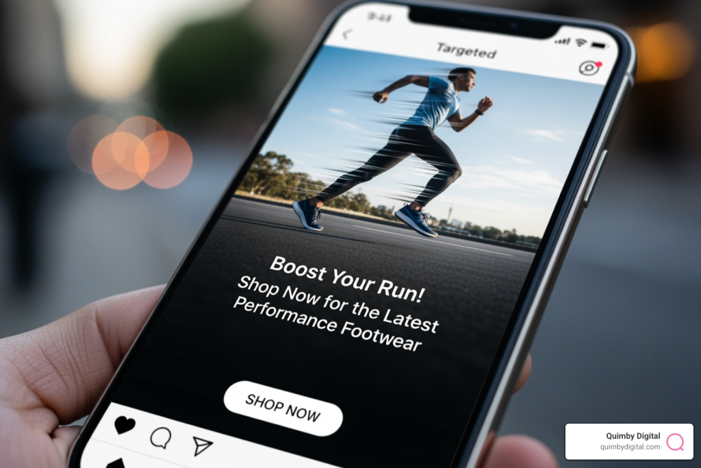 of a targeted social media ad on a smartphone - Boost online presence smartphone showing instagram