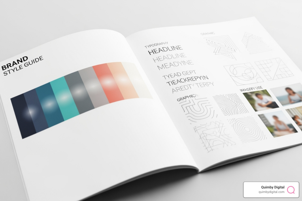 a well-designed brand style guide page - Authentic brand voice Color palette and typography examples