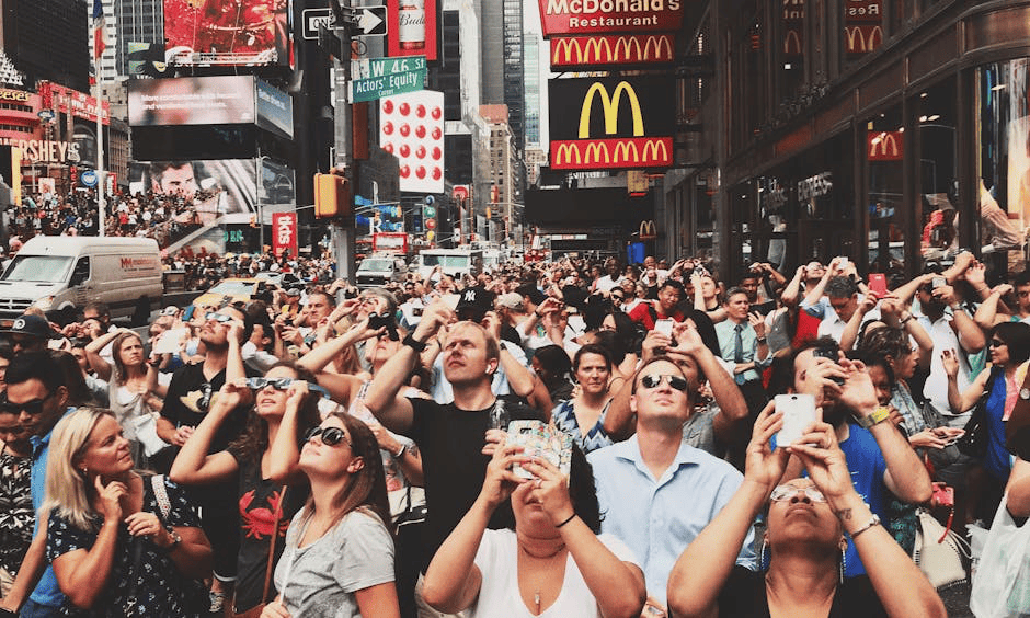 people looking up to something 
