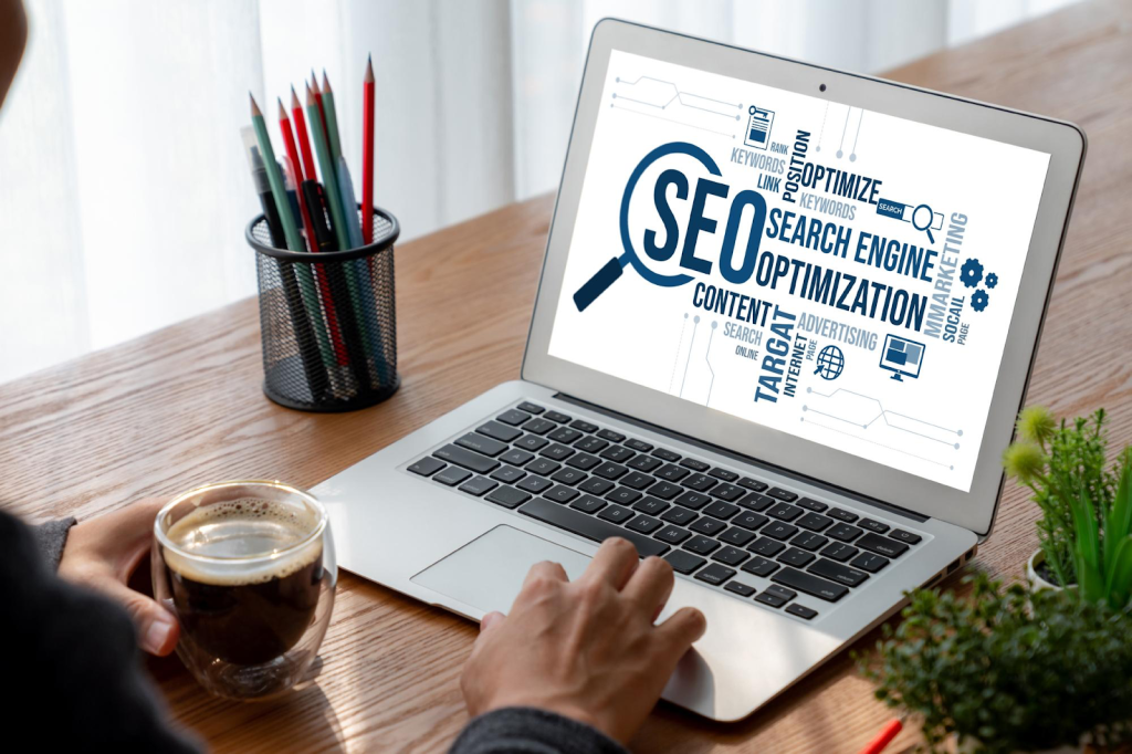 seo search engine optimization on a computer 