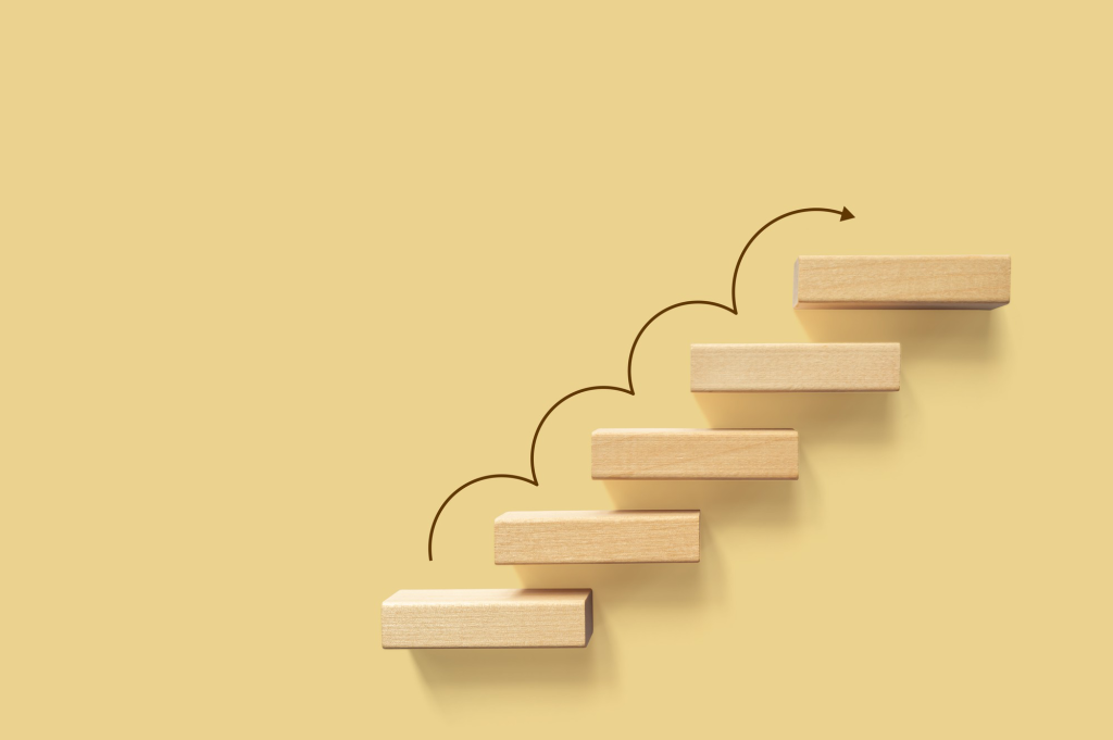 yellow background and stairs in woods