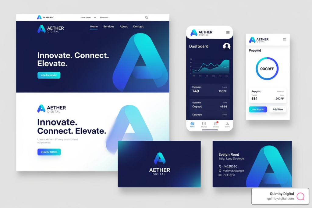 Consistent visual identity - Drive brand awareness Modern digital branding and interface design