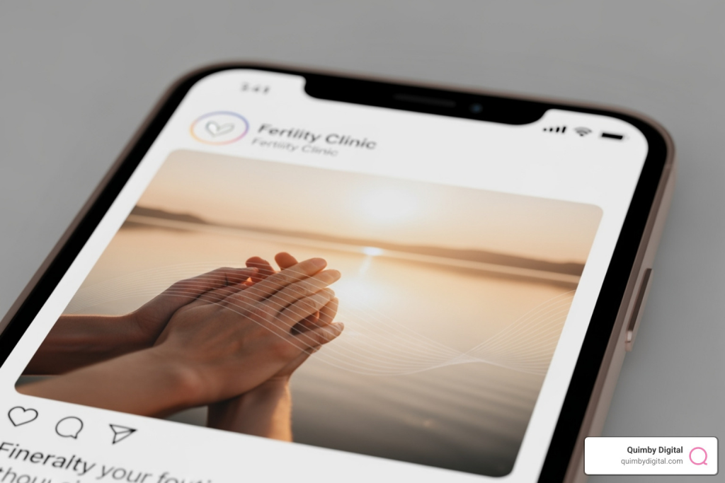 Hands together at sunset, fertility clinic