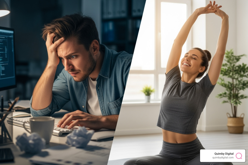 Contrast of stress and relaxation.
