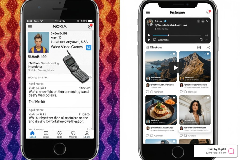 Two mobile screens displaying social media.