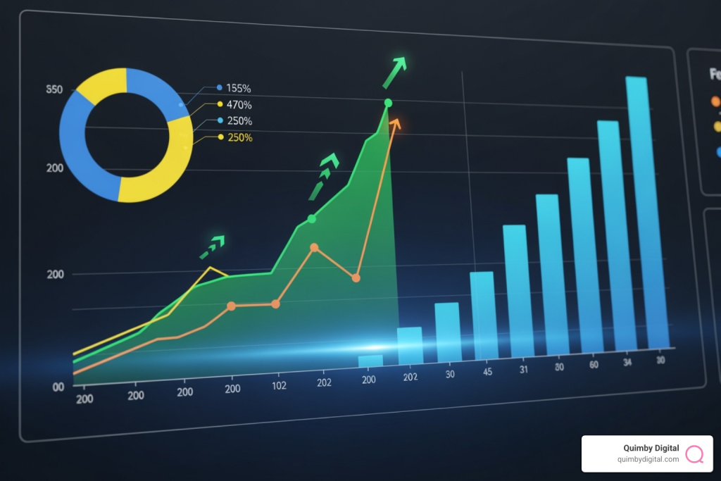 dashboard showing positive growth in engagement and conversion metrics - Niche audience targeting Graph showing significant growth trends