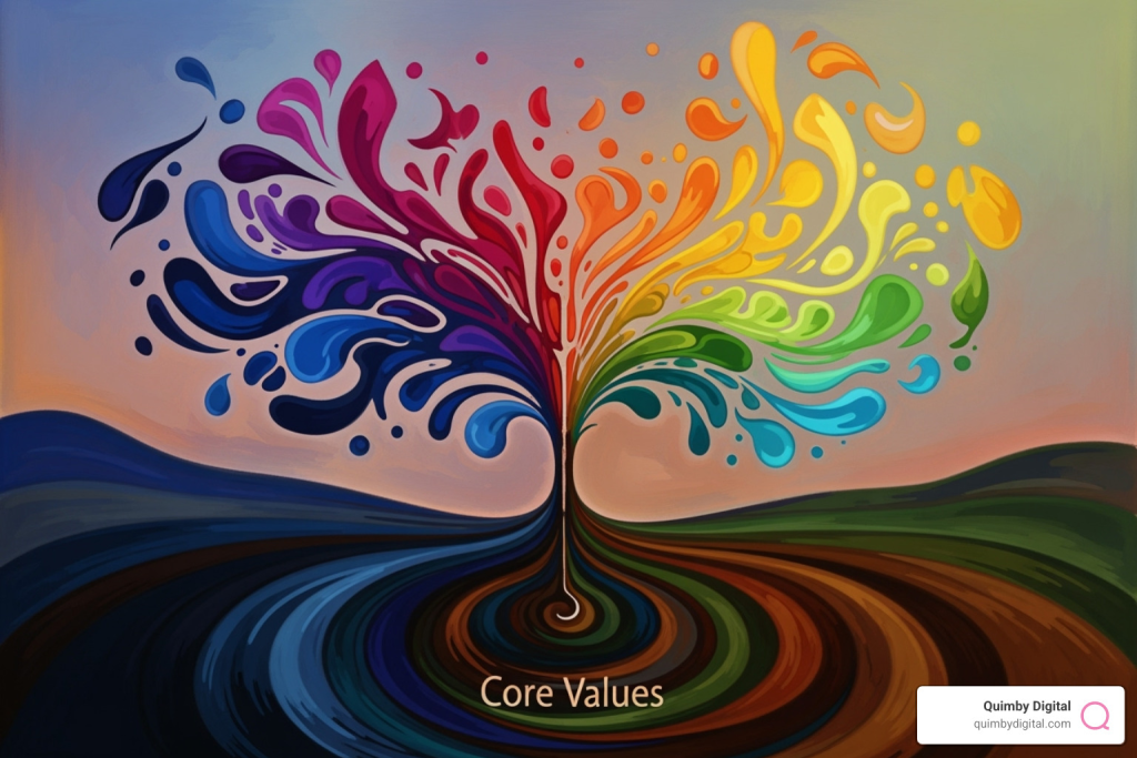 Colorful tree representing core values.