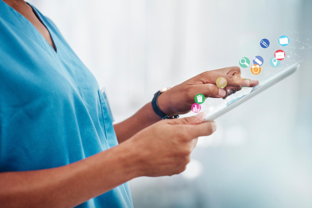 nurse with an iPad
