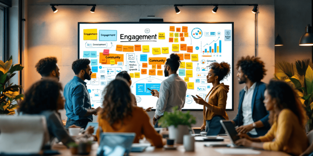 presentation and sticky notes about engagement