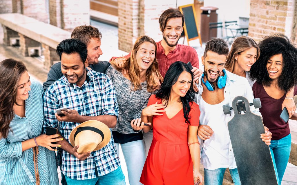 group of people laughing