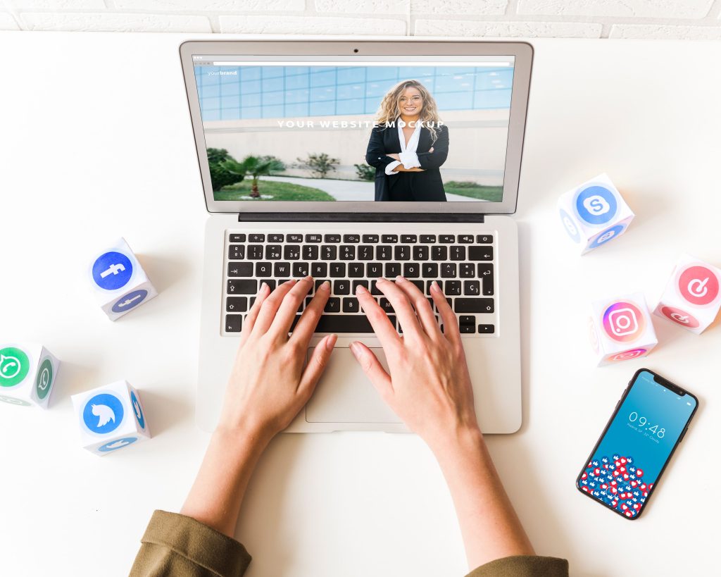 typing about social media