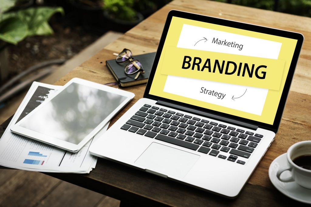 branding written on a comptuer