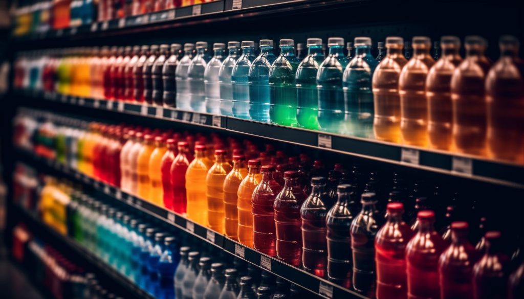 drinks in a shelf