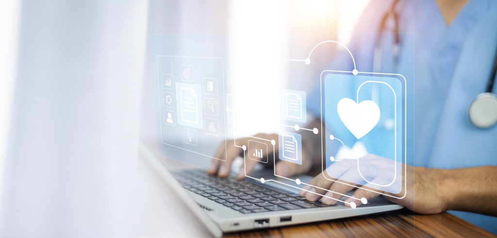 heart and blue with computer