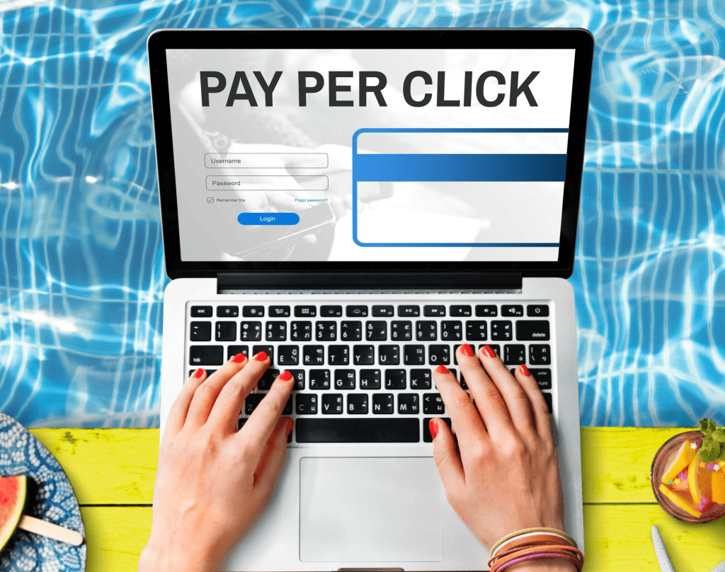 pay per clikc display in front of the pool